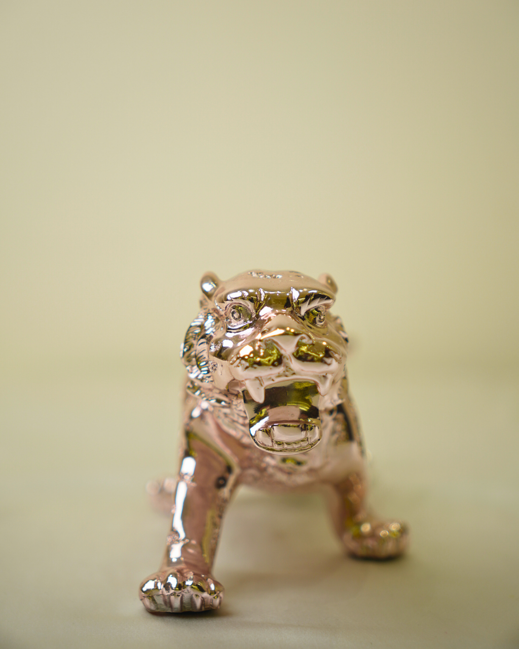 Defabmart Tiger Sculpture Statue - Rose Gold Electroplated Predator Figurine