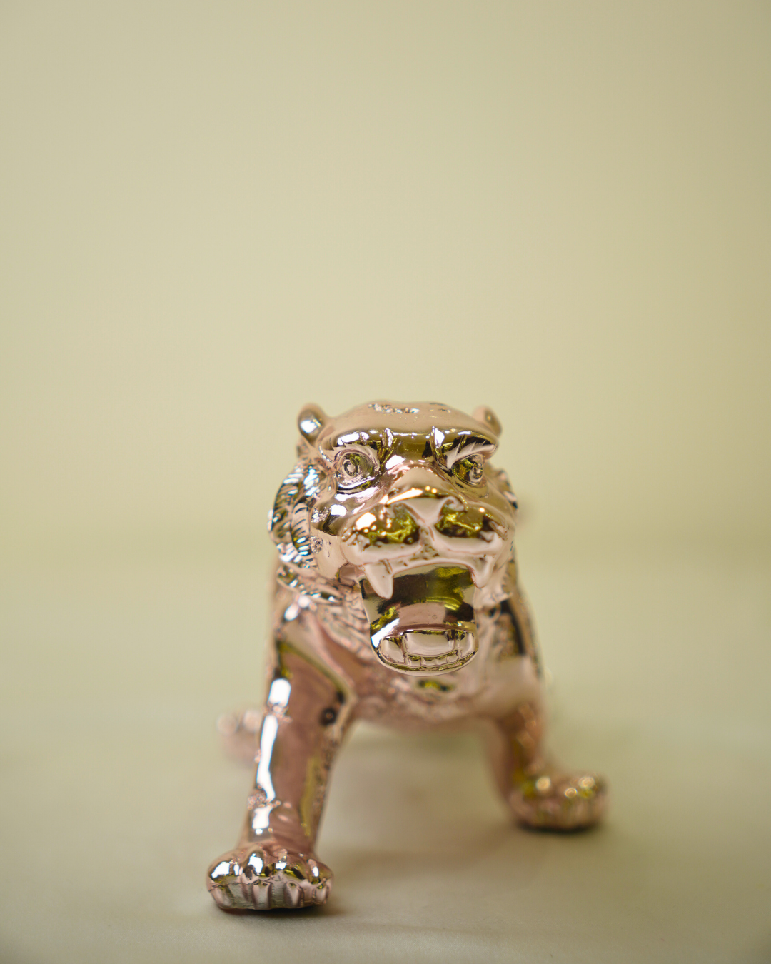 Defabmart Tiger Sculpture Statue - Rose Gold Electroplated Predator Figurine