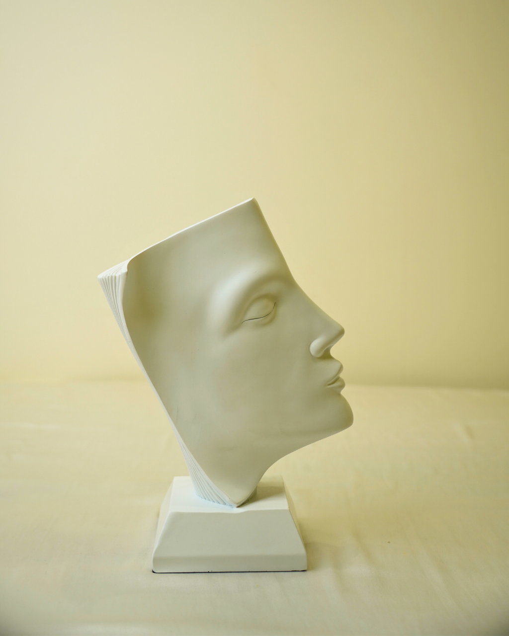 Whispered Thoughts Abstract Face Sculpture White