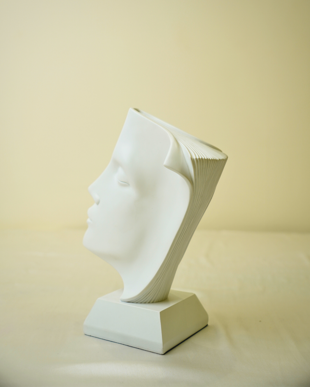 Whispered Thoughts Abstract Face Sculpture White