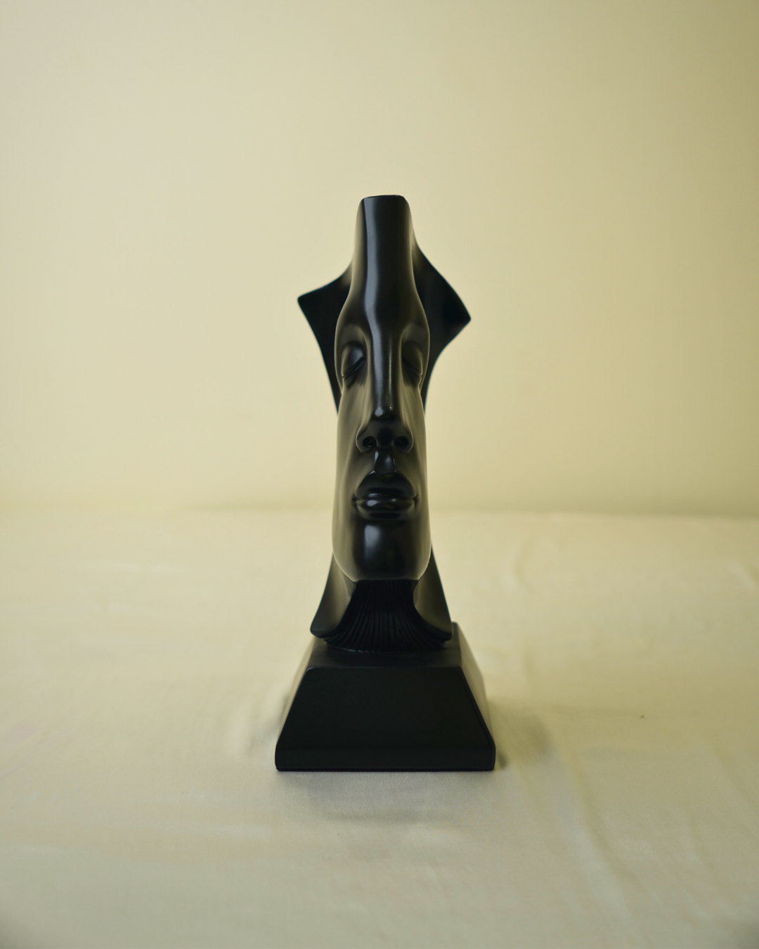 Whispered Thoughts Abstract Face Sculpture Black