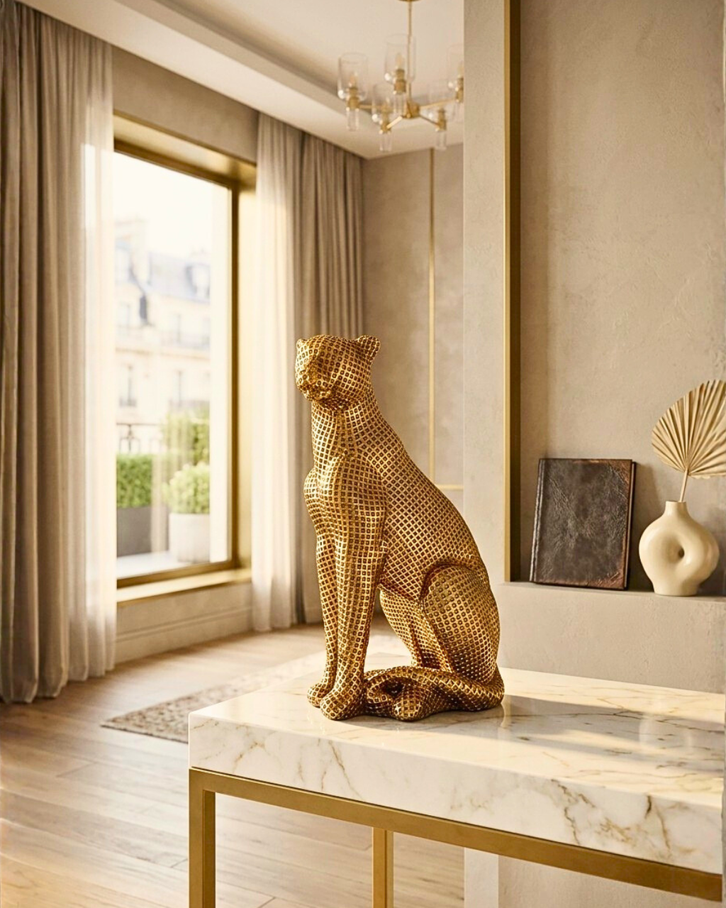 Golden Sitting Leopard