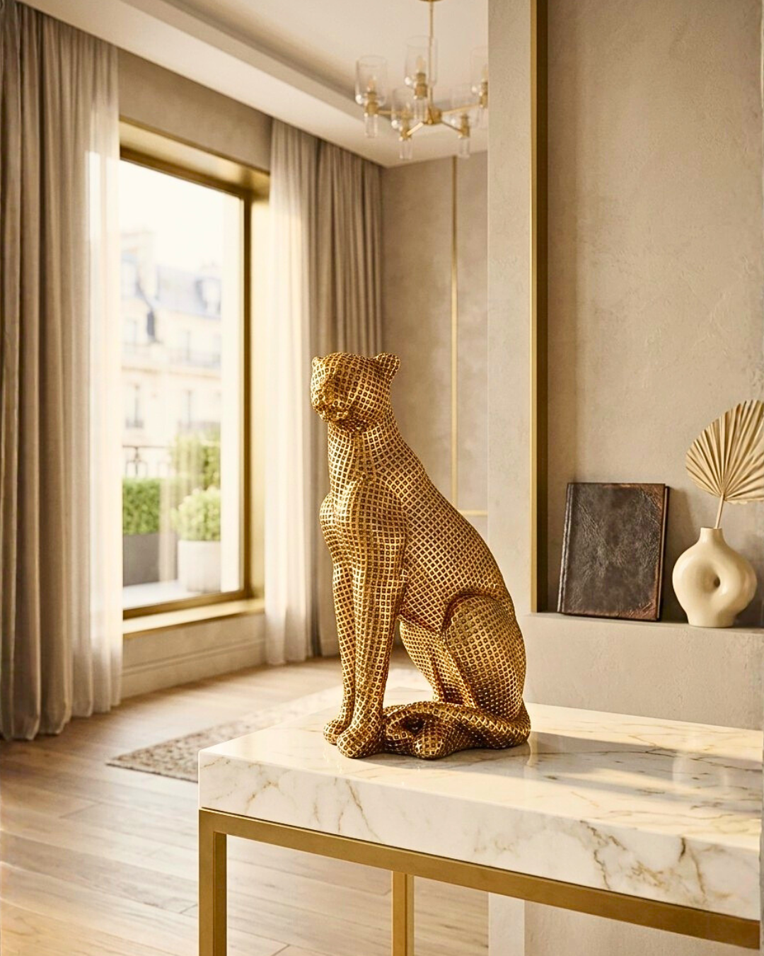 Golden Sitting Leopard