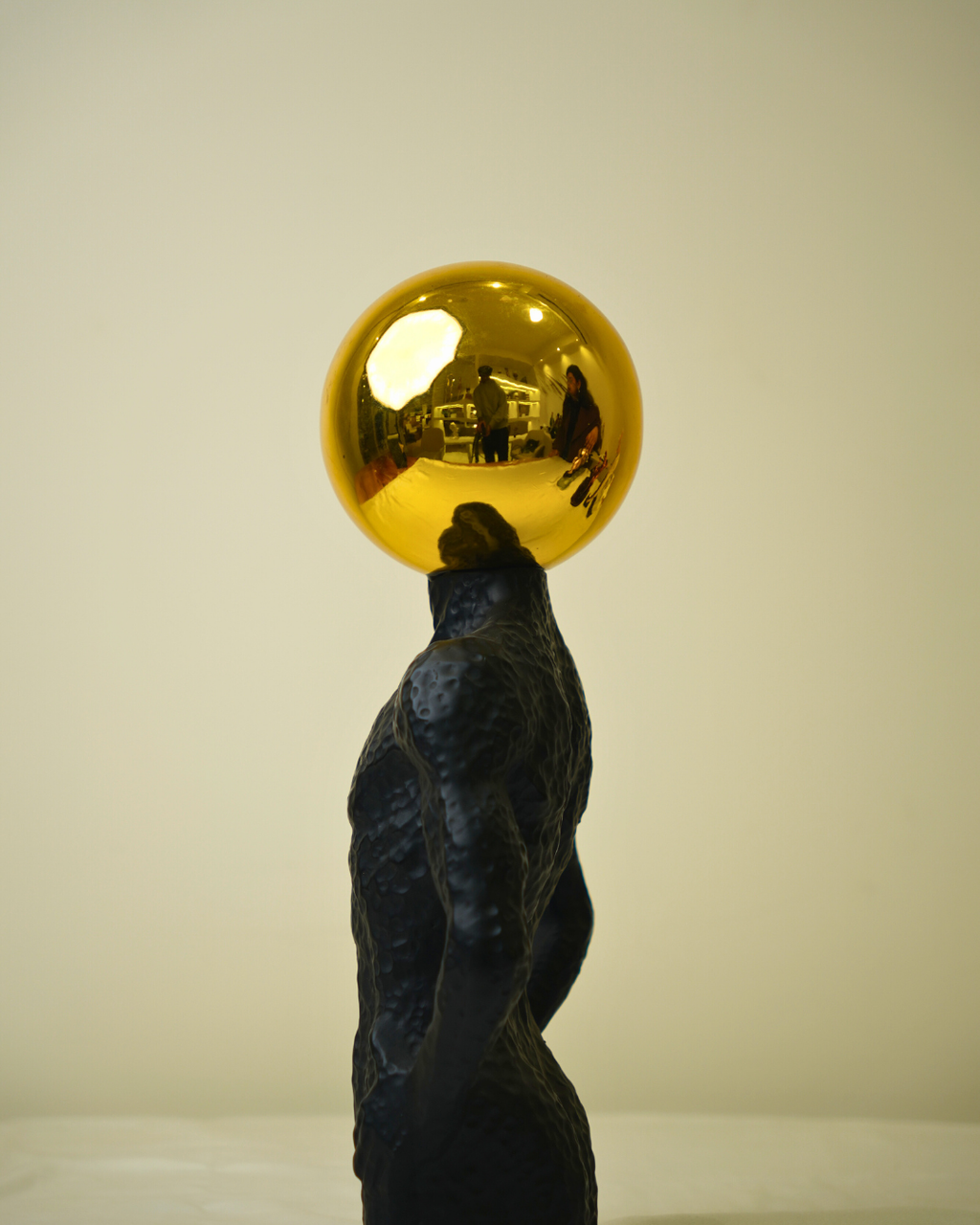 Modern Muscle Male Torso with Golden Sphere Figurine