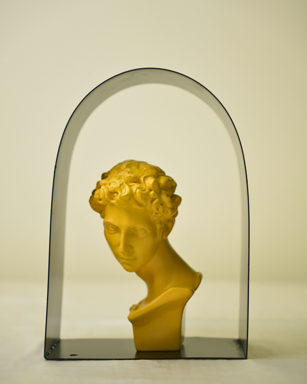 Modern Classical Archway - Golden Grecian Bust with Metallic Silhouette