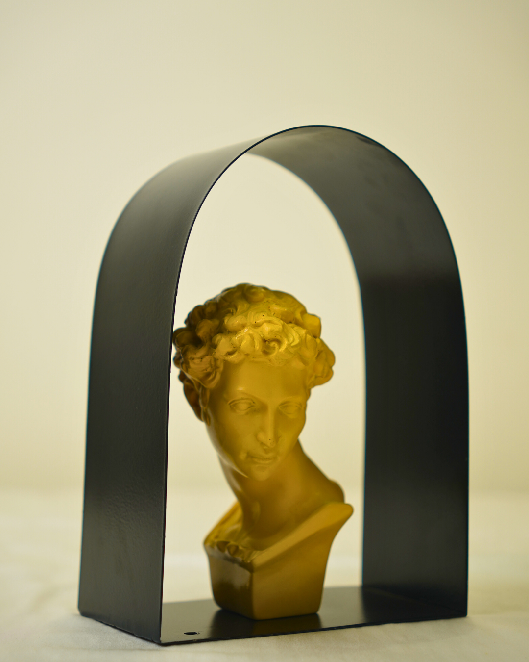 Modern Classical Archway - Golden Grecian Bust with Metallic Silhouette