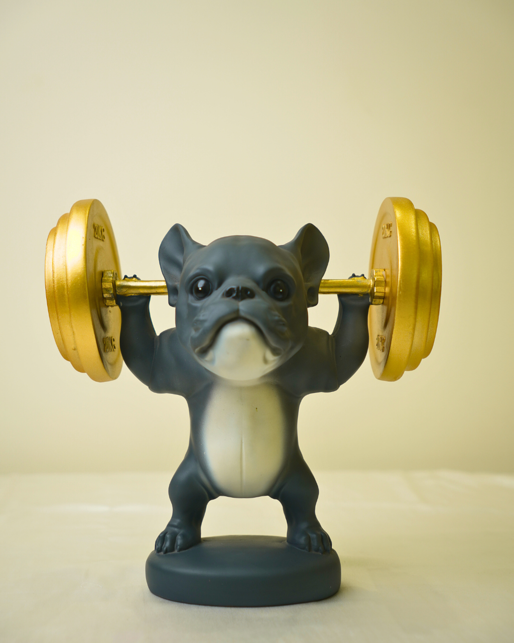 Modern Weightlifter Bulldog Sculpture
