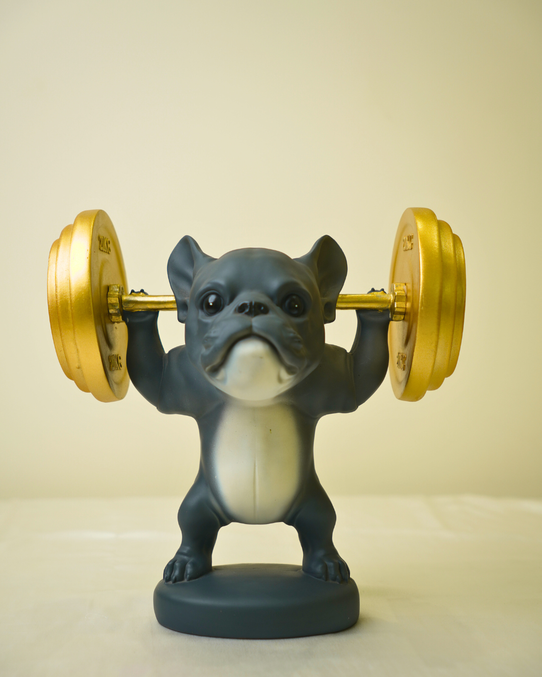 Modern Sports Bulldog - Weightlifter Frenchie Sculpture