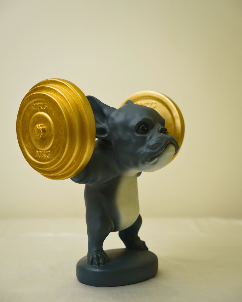 Modern Weightlifter Bulldog Sculpture