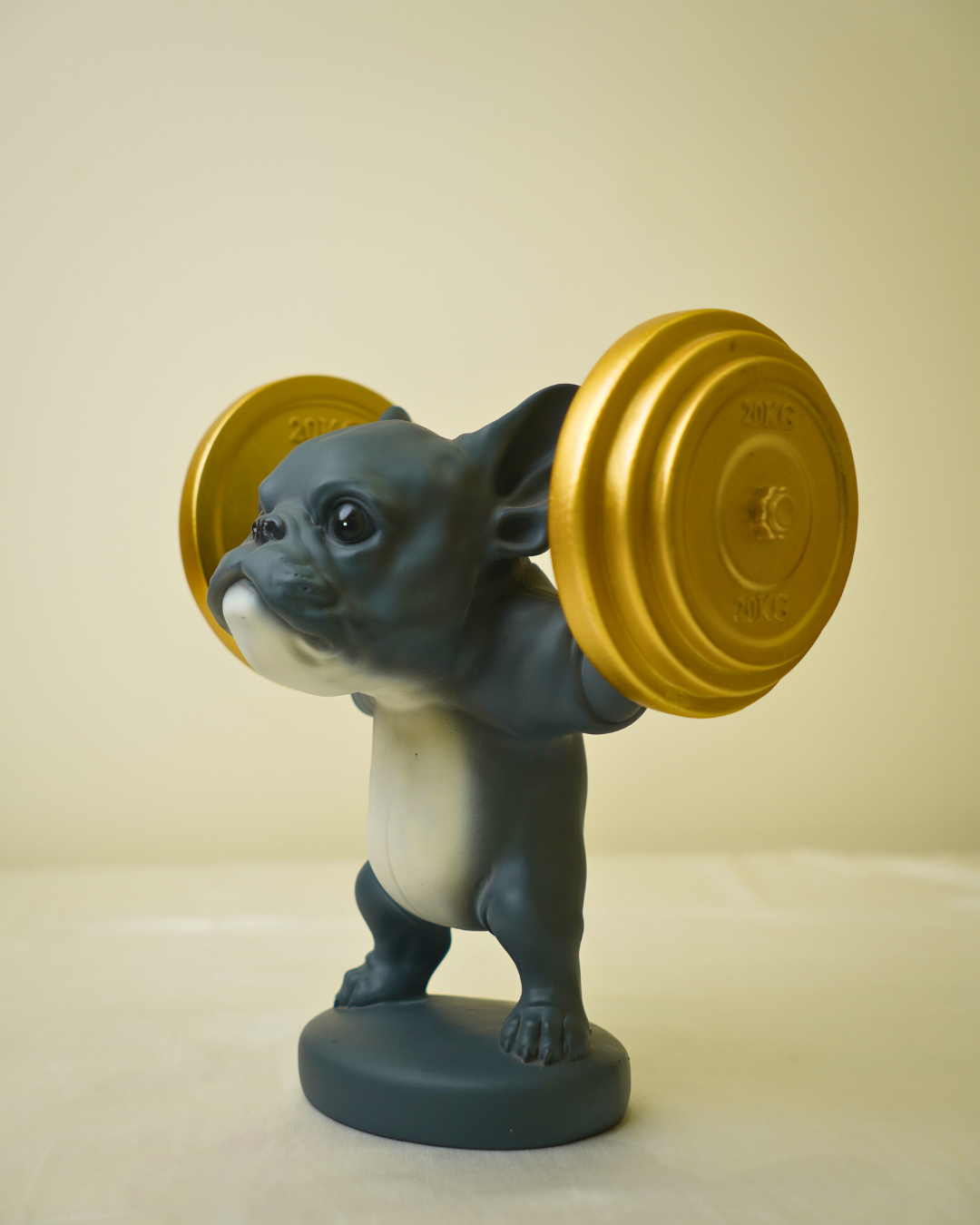 Modern Sports Bulldog - Weightlifter Frenchie Sculpture