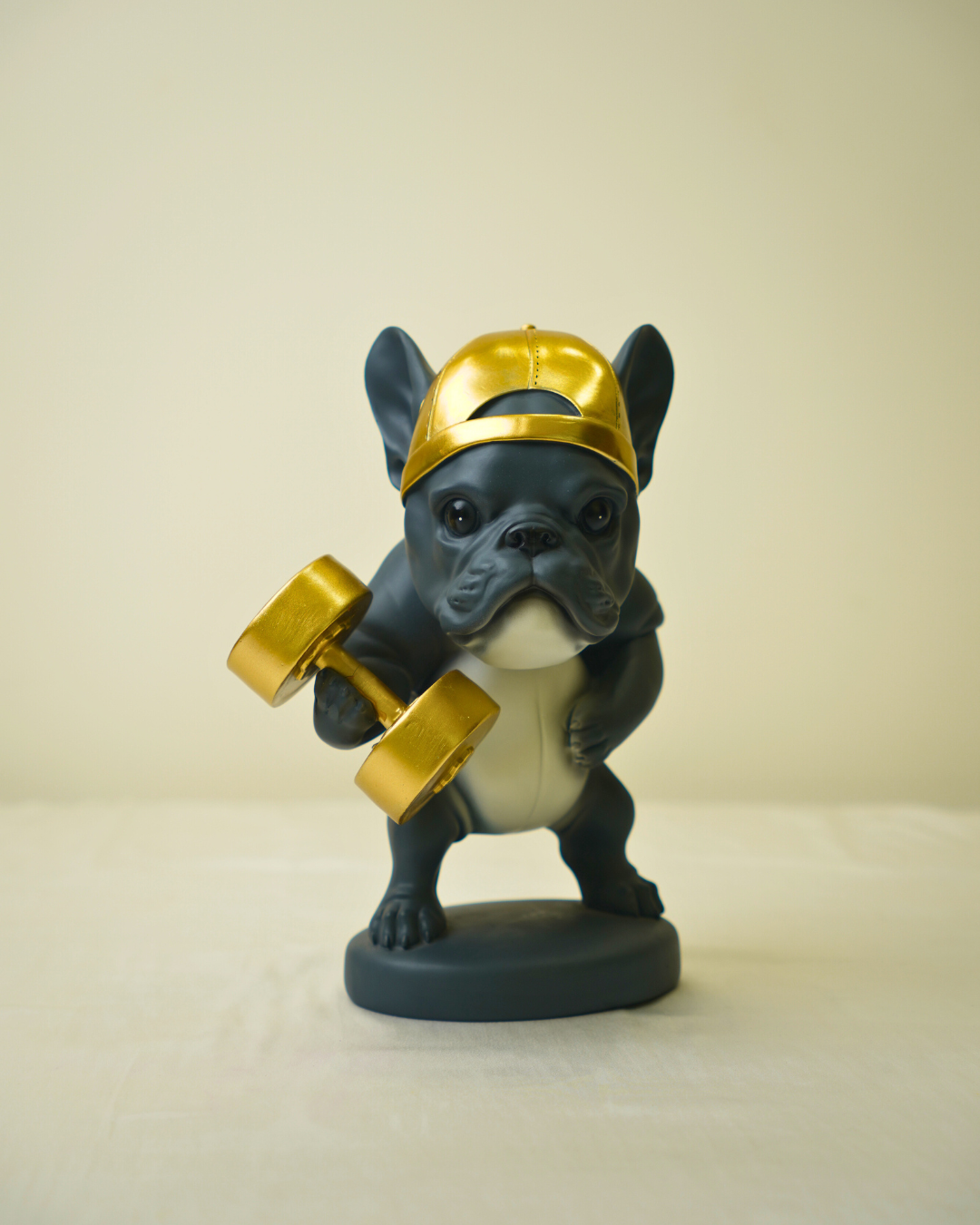 Modern Sports Bulldog - Gym Enthusiast Frenchie Sculpture