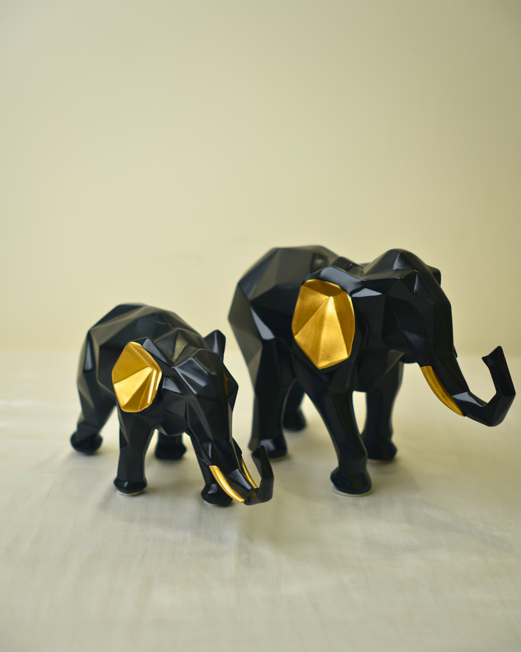 Nordic Geometric Elephant Set of 2 (Black)
