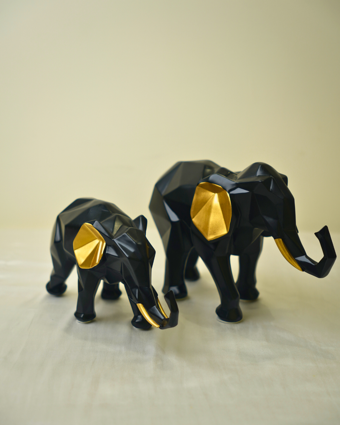 Nordic Geometric Elephant Set of 2 (Black)