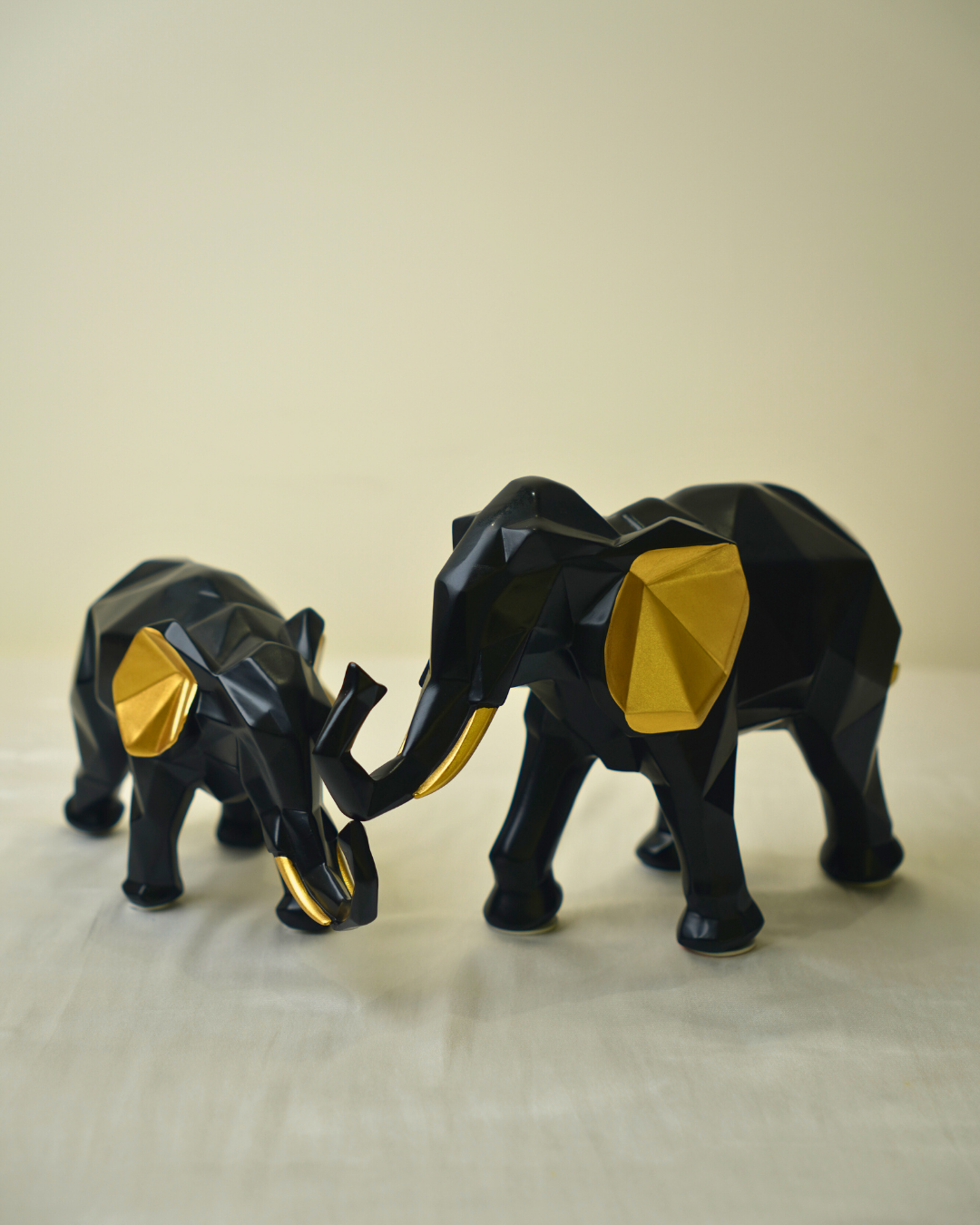 Nordic Geometric Elephant Set of 2 (Black)