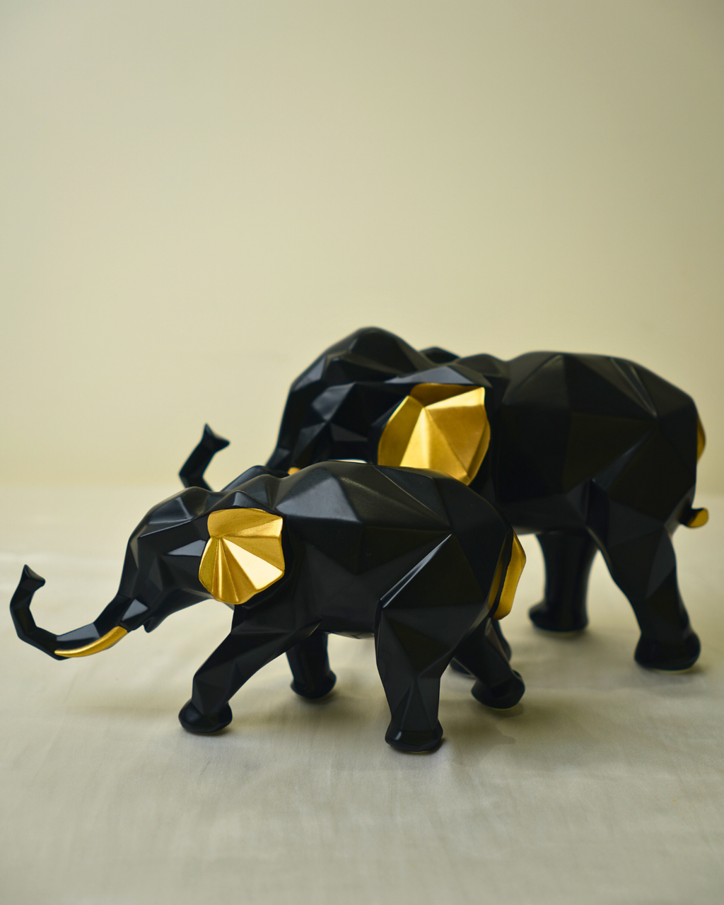 Nordic Geometric Elephant Set of 2 (Black)