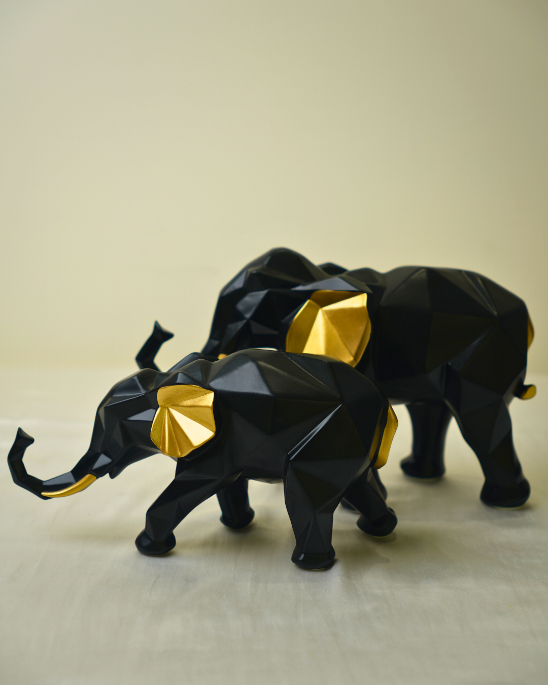 Nordic Geometric Elephant Set of 2 (Black)