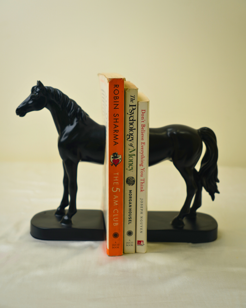 Modern Stallion Bookends - Premium Black Half-Horse Sculpture Set