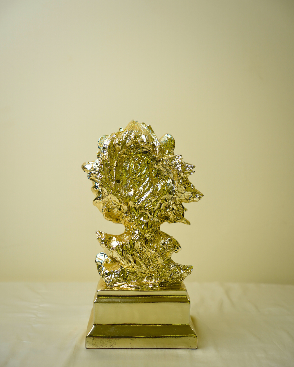 Majestic Golden Lion Bust Sculpture