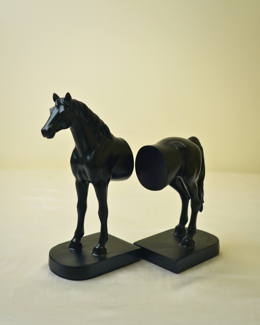Modern Stallion Bookends - Premium Black Half-Horse Sculpture Set