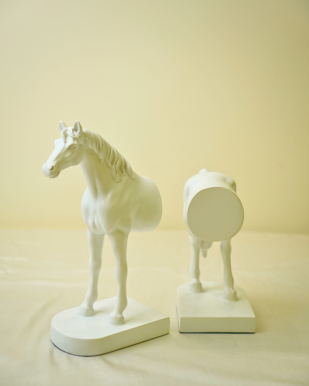 Modern Stallion Bookends - Minimalist White Half-Horse Sculpture Set