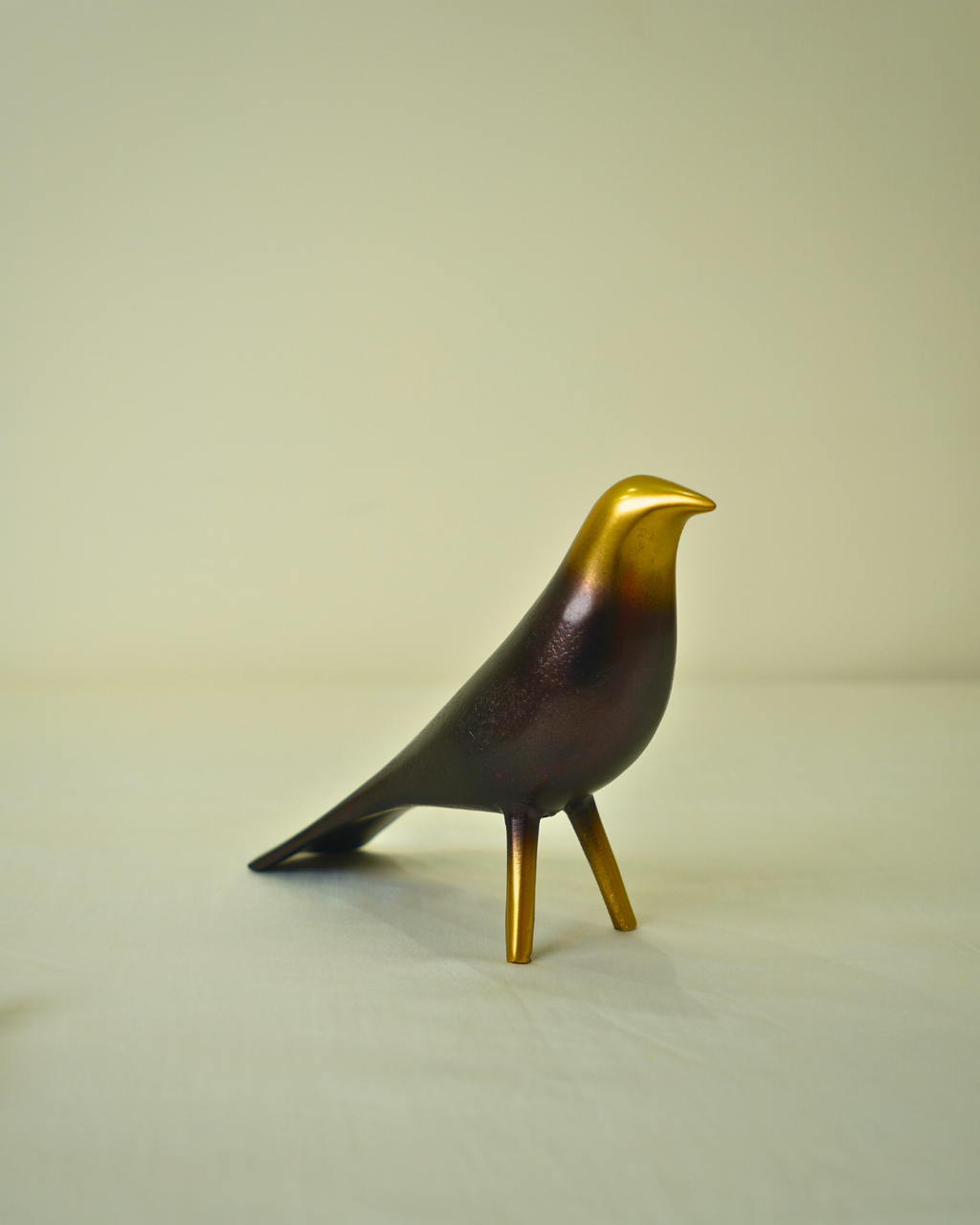 Modern Golden Metal Bird Figurine