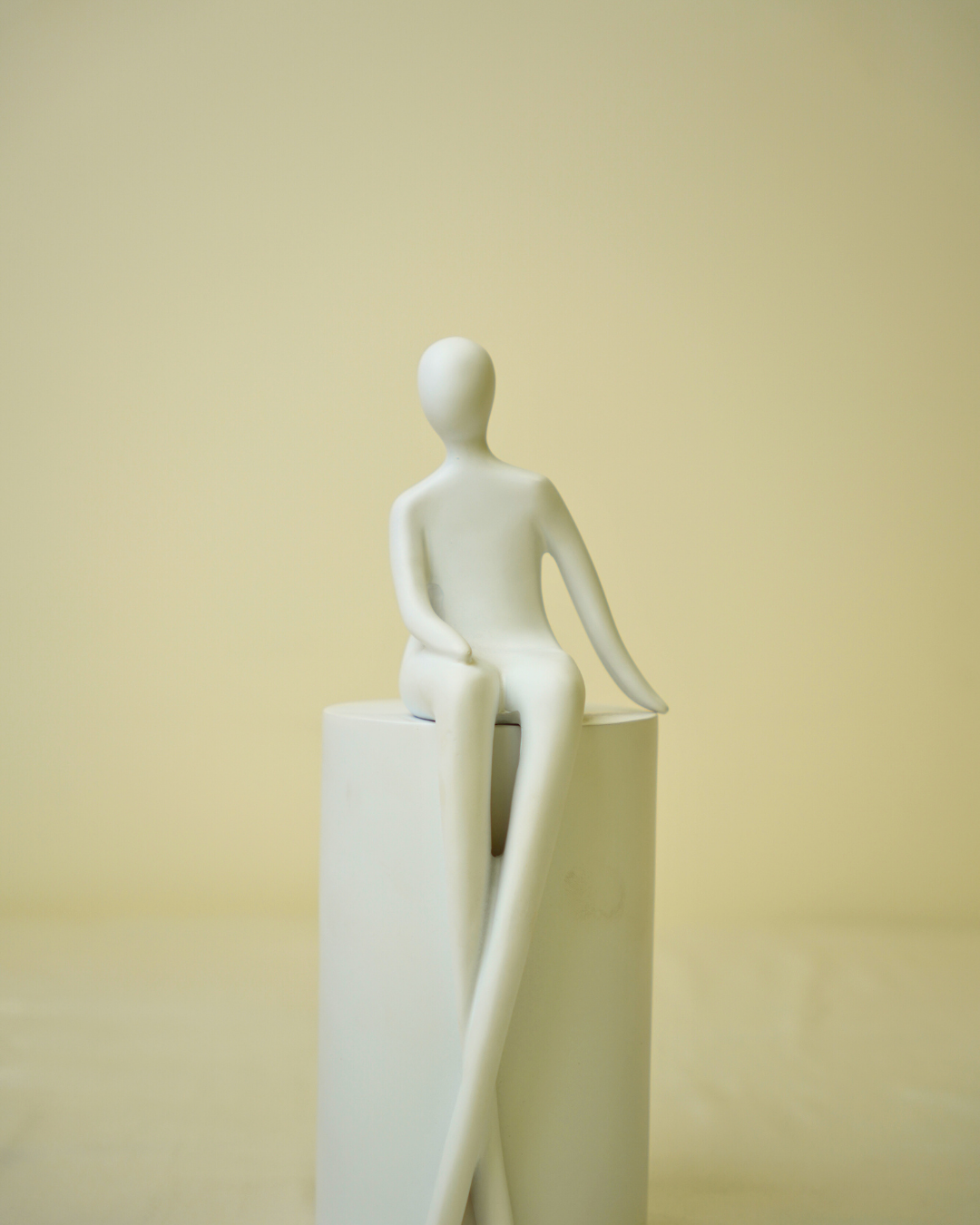 Graceful Poised Lady - Minimalist White Abstract Figurine