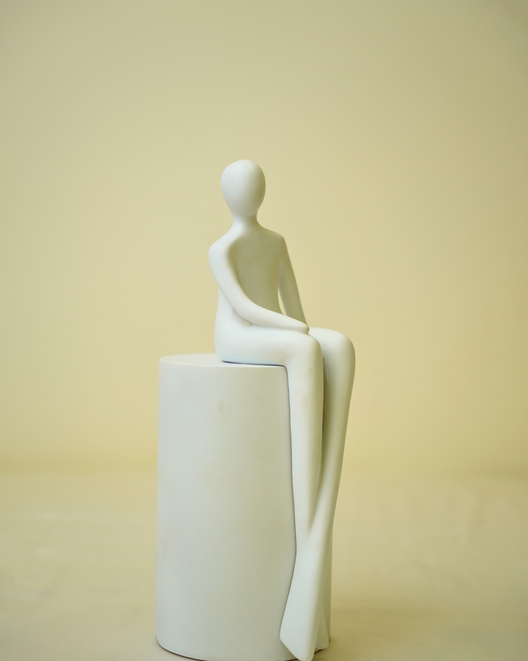 Graceful Poised Lady - Minimalist White Abstract Figurine