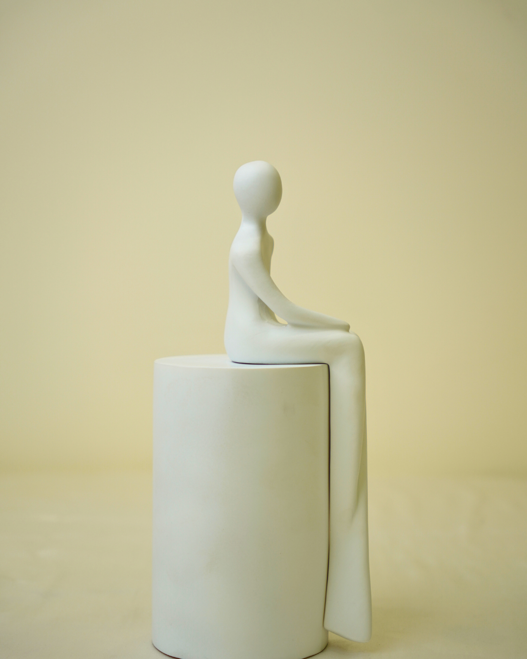 Graceful Poised Lady - Minimalist White Abstract Figurine
