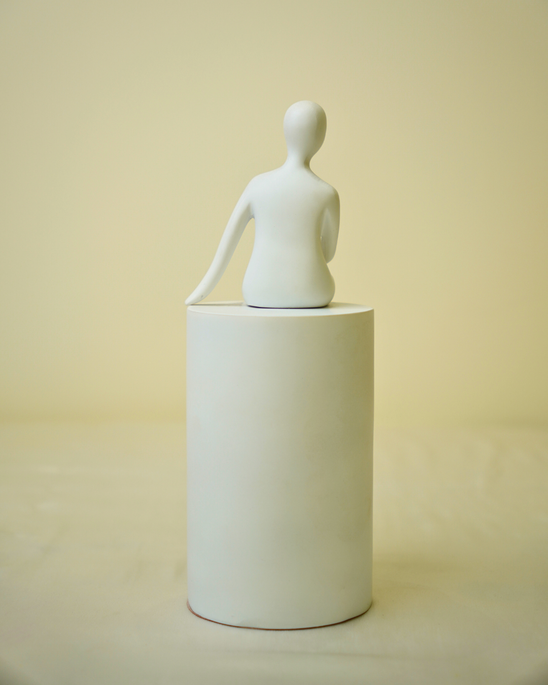 Graceful Poised Lady - Minimalist White Abstract Figurine