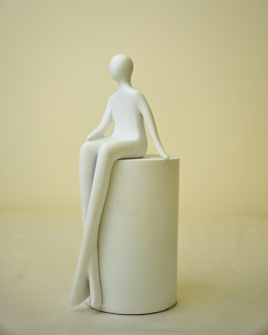 Graceful Poised Lady - Minimalist White Abstract Figurine