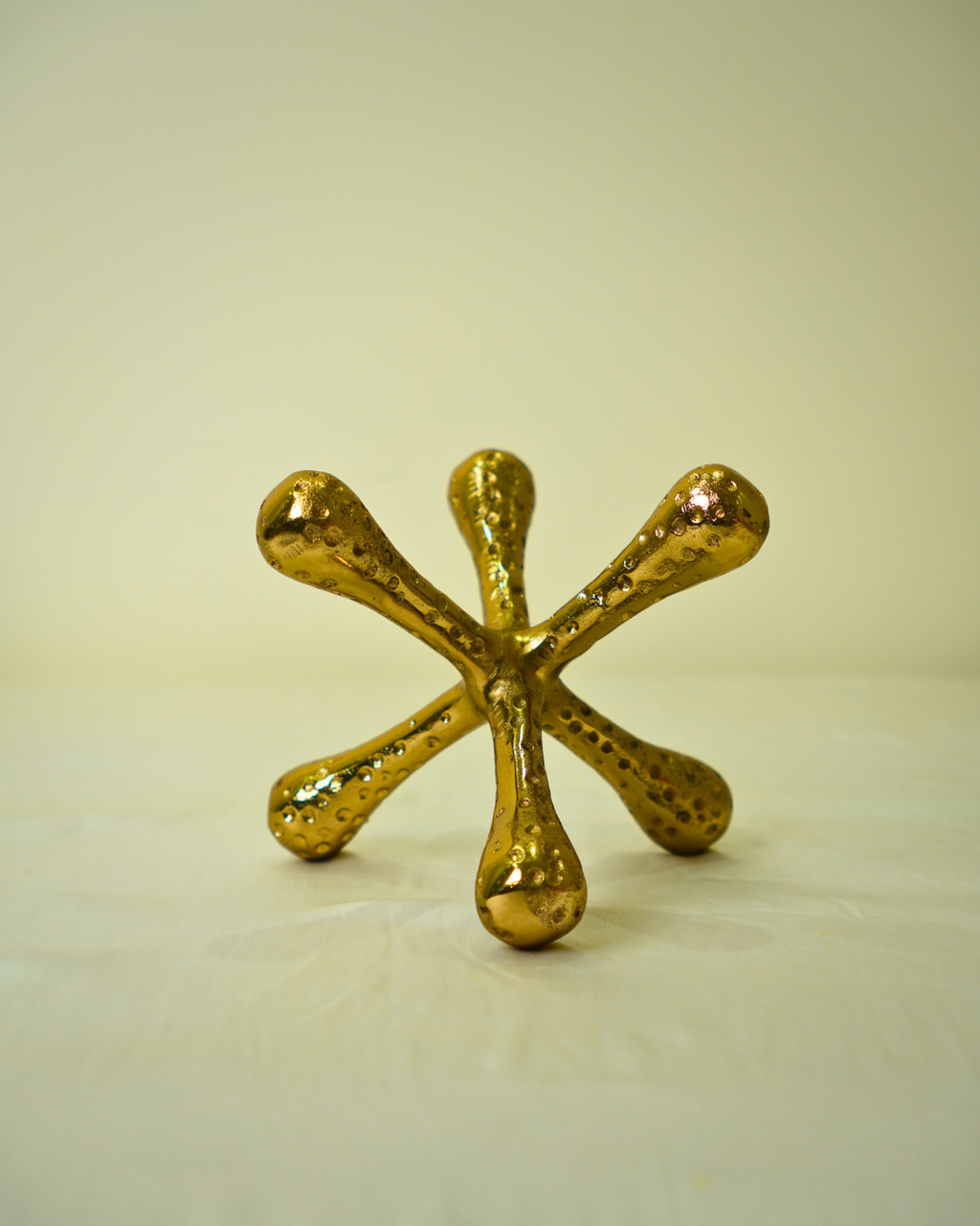 Abstract Metal Jacks Decorative Sculpture – Set of 3