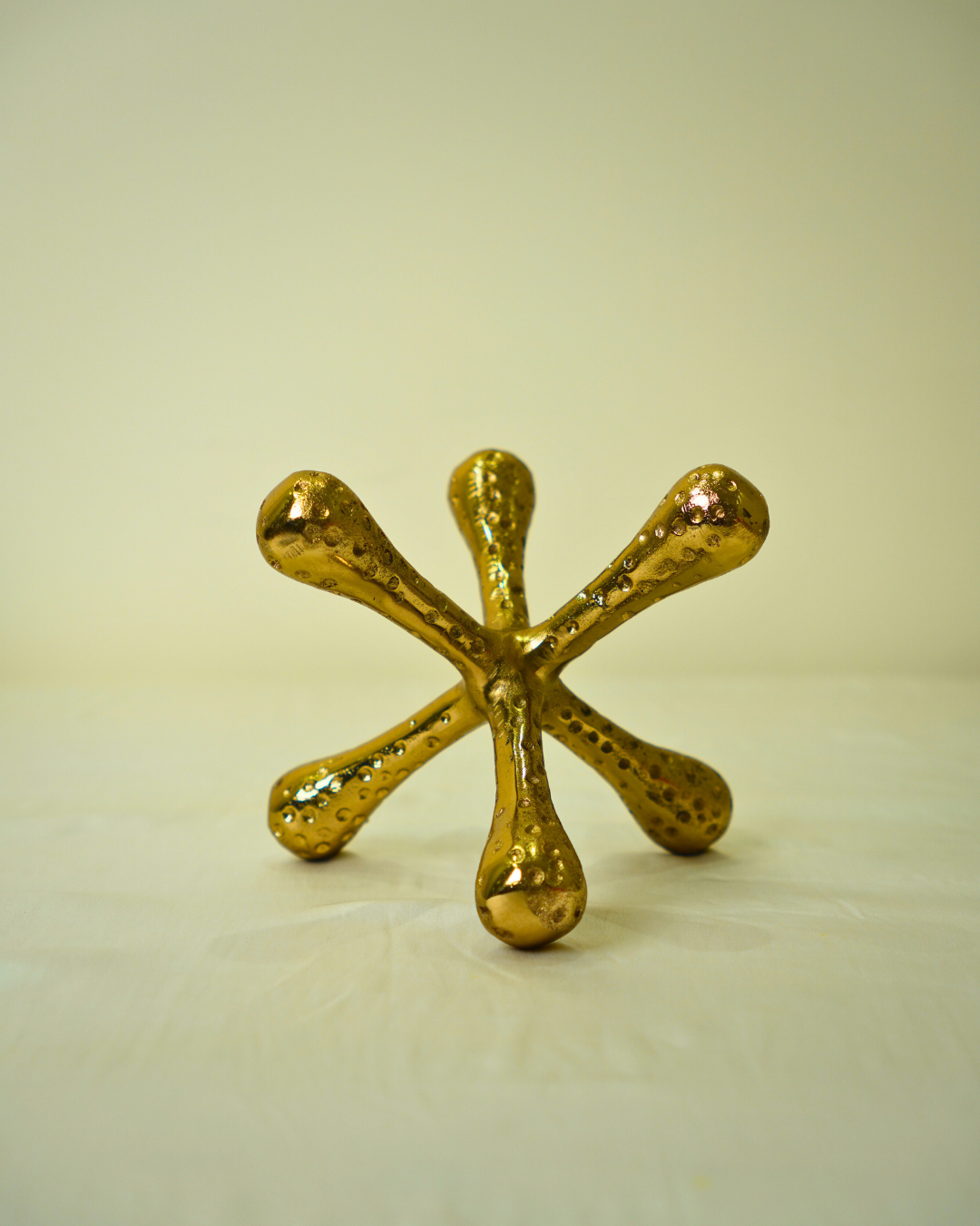 Abstract Metal Jacks Decorative Sculpture – Set of 3