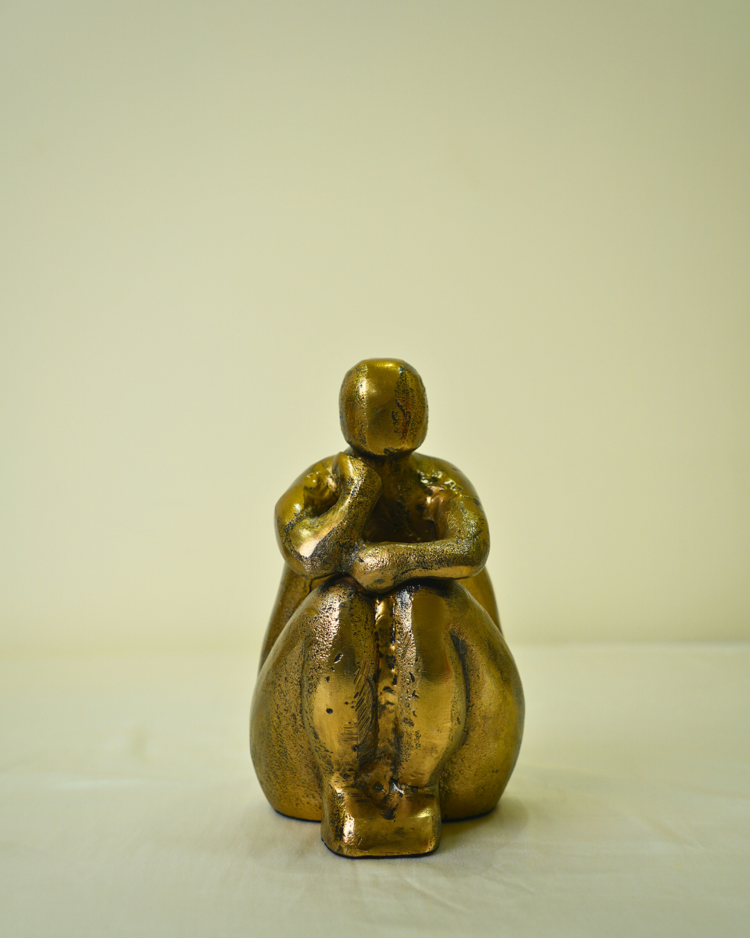 Golden Metal Sitting Thinker Figurine