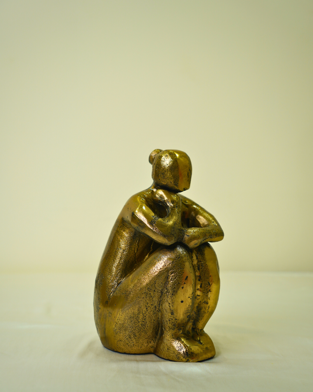 Golden Metal Sitting Thinker Figurine