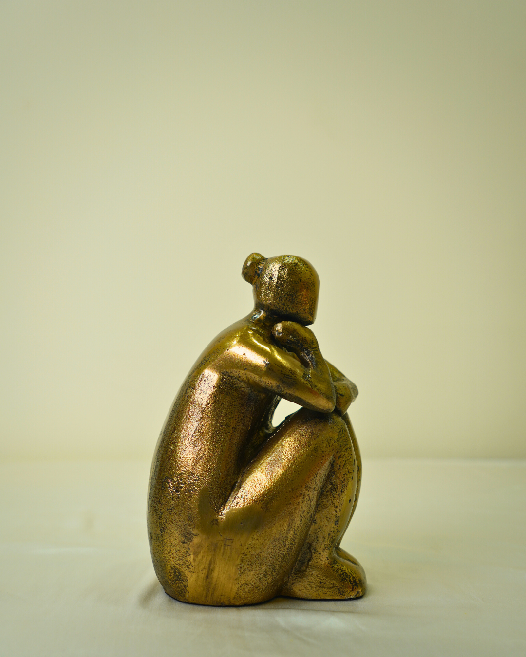 Golden Metal Sitting Thinker Figurine
