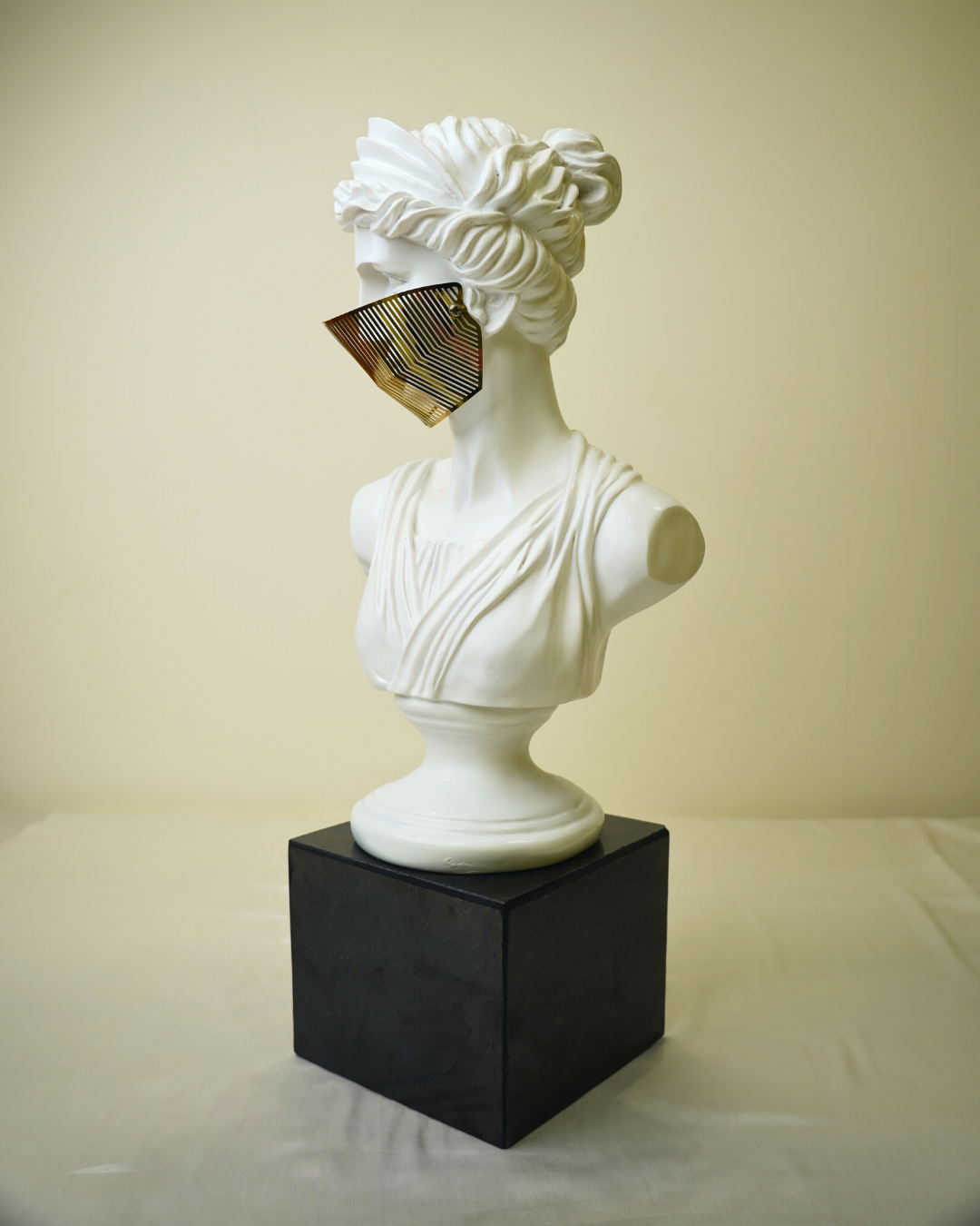 Modern Classical Fusion - Venus Bust Statue with Geometric Mask Decor