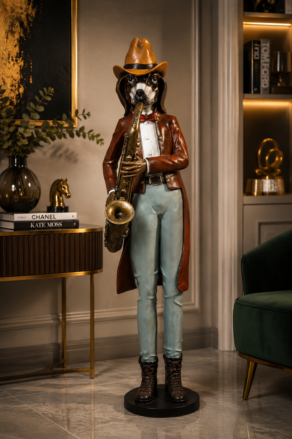 Dog Saxophonist Sculpture