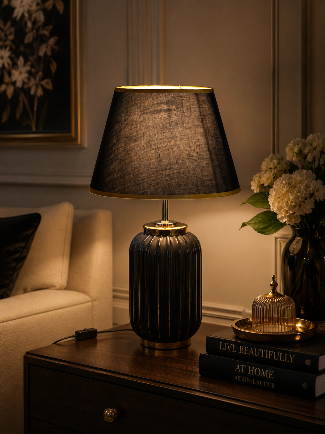 Luna Ribbed Ceramic Table Lamp