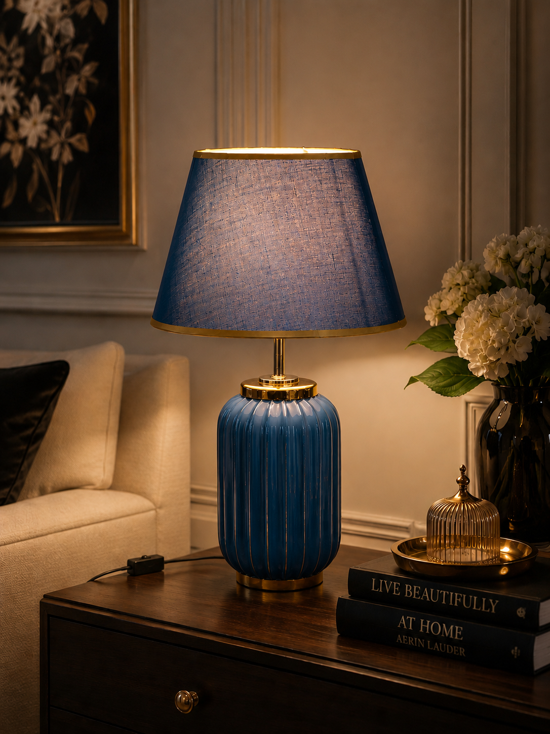 Luna Ribbed Ceramic Table Lamp