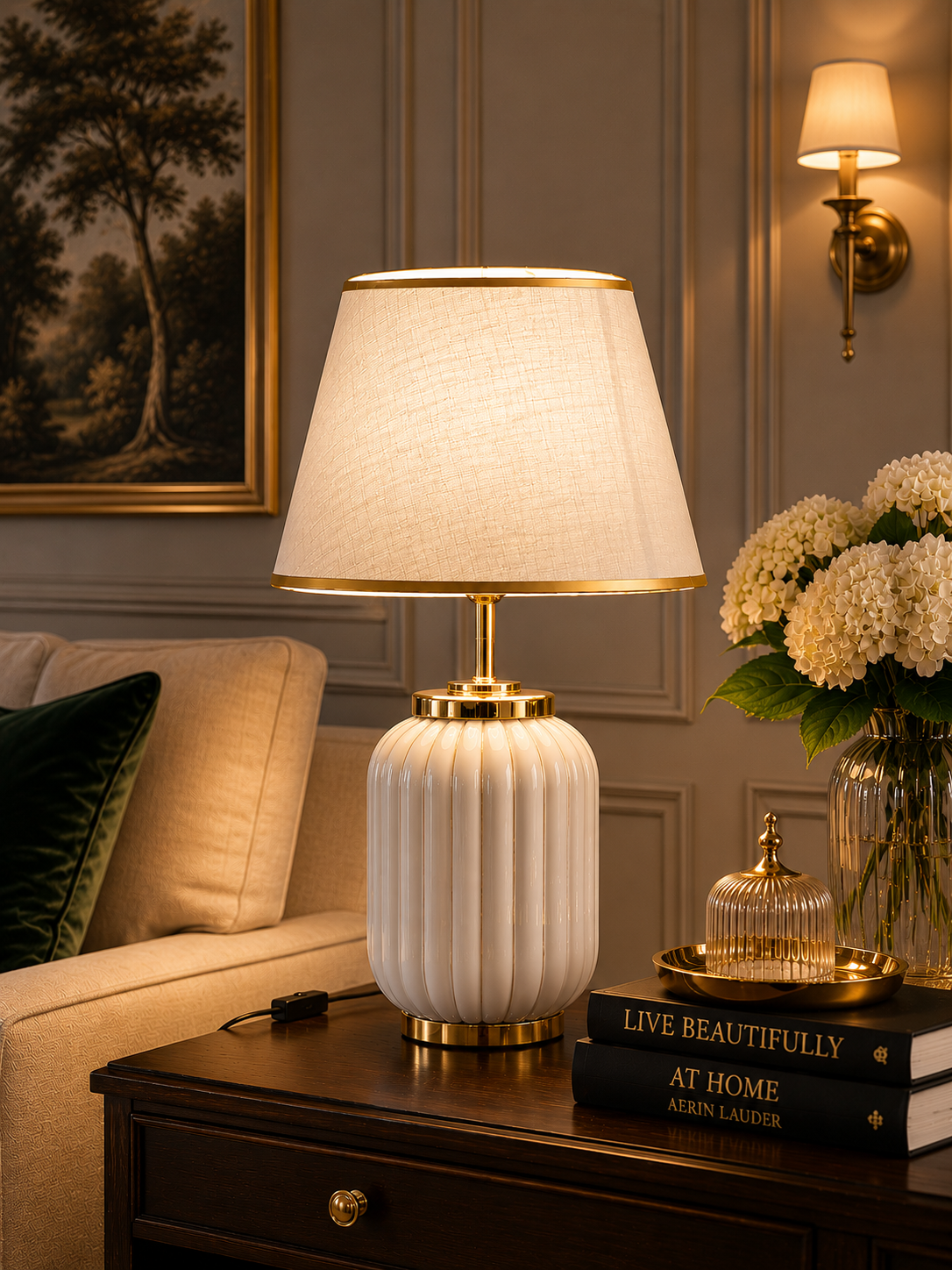 Luna Ribbed Ceramic Table Lamp