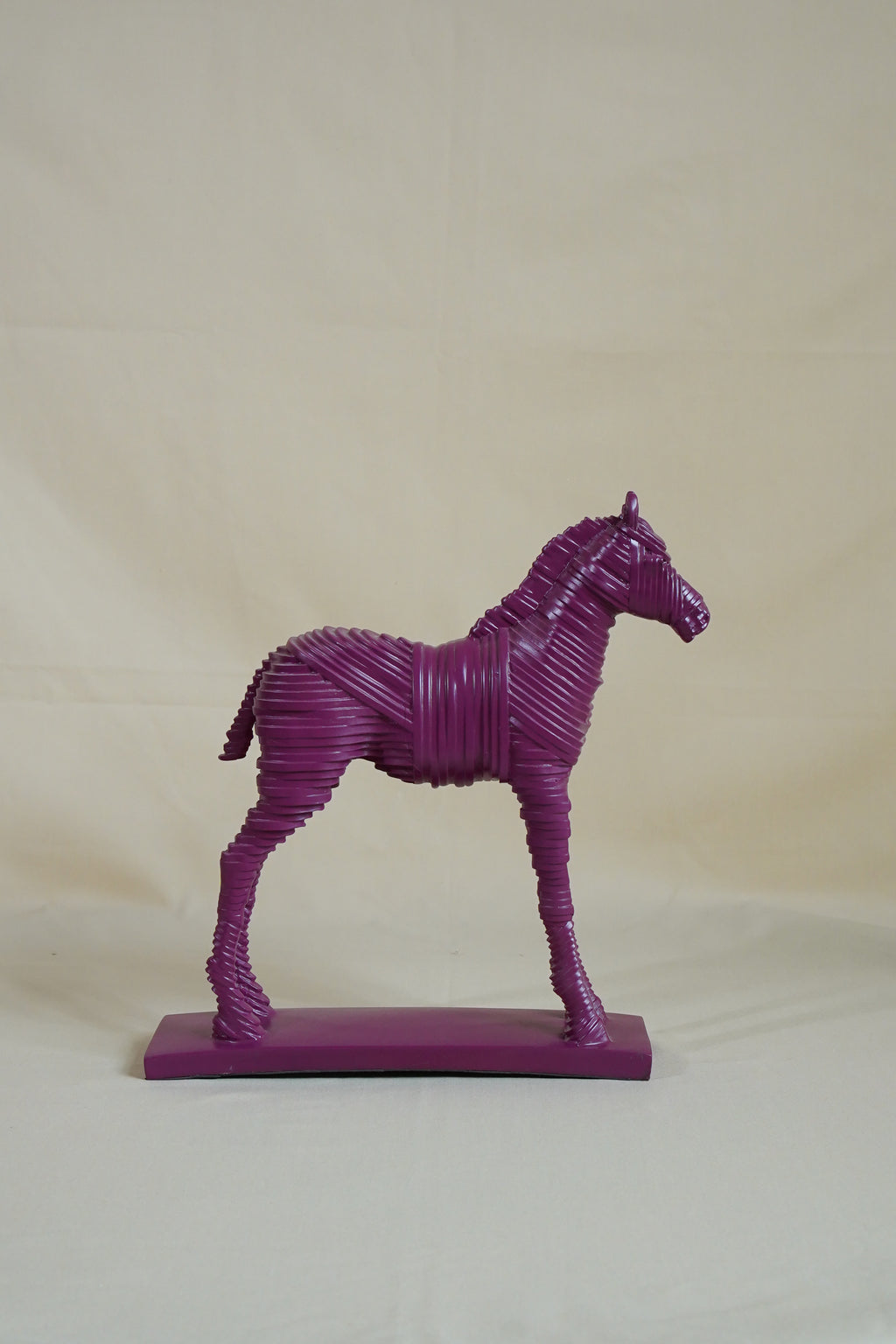 Regal Ribbed Horse Sculpture – Plum