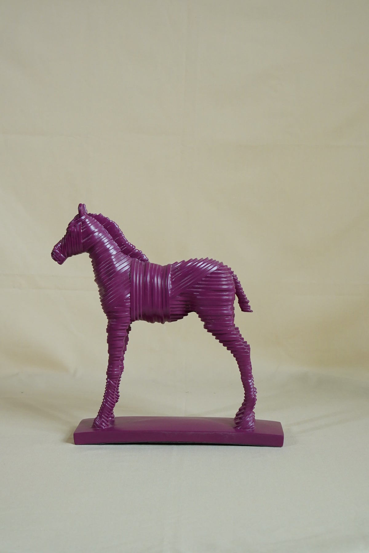 Regal Ribbed Horse Sculpture – Plum