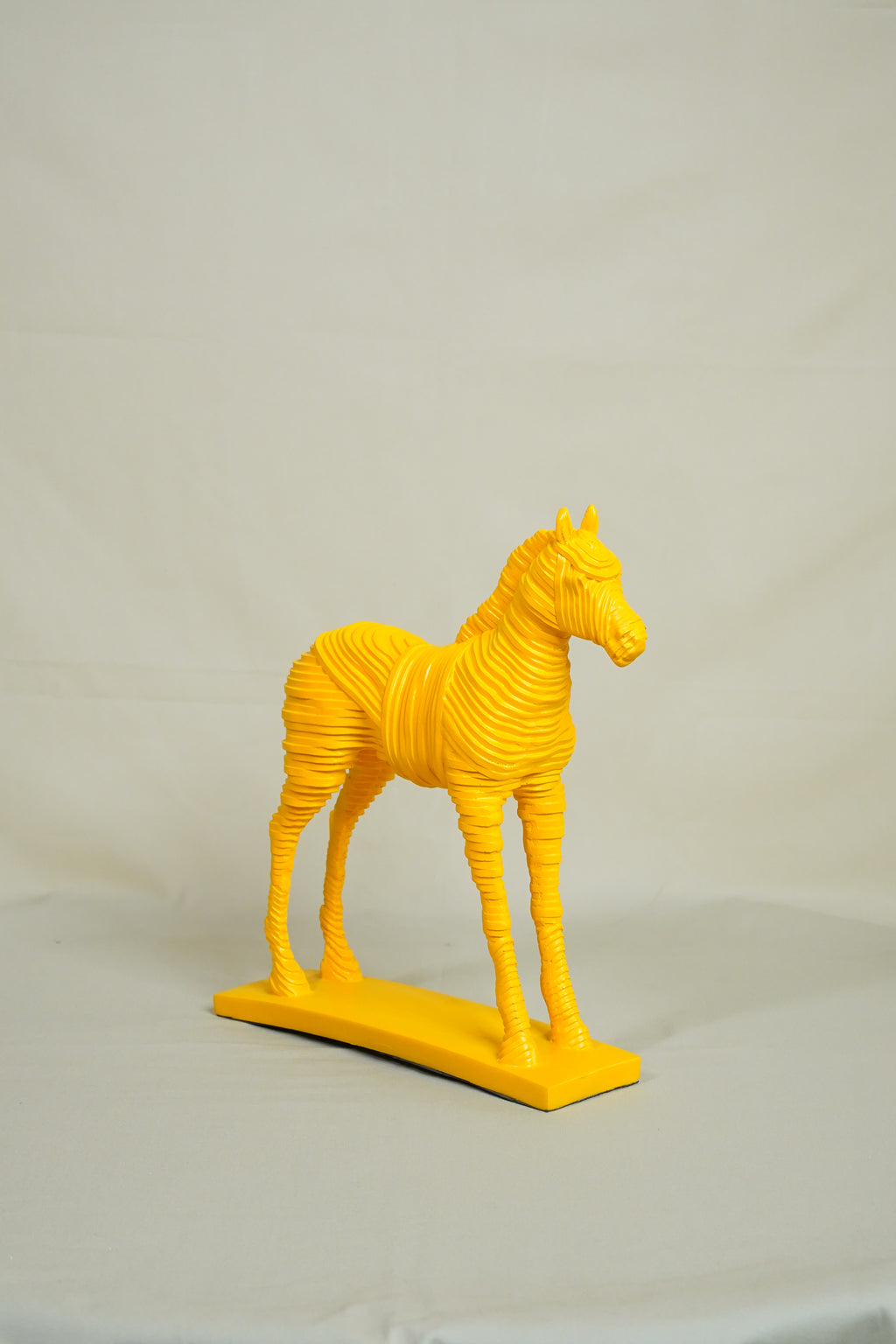 Regal Ribbed Horse Sculpture – Yellow