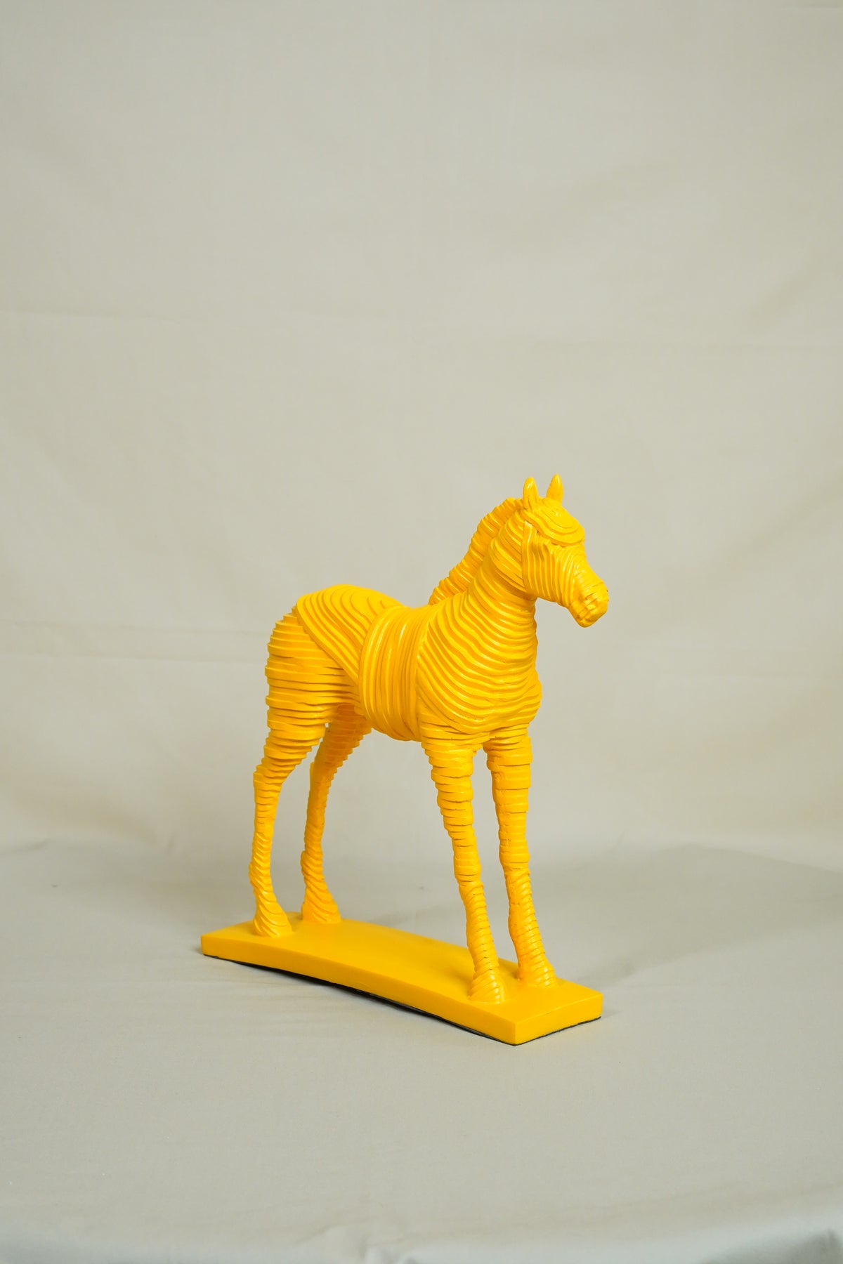 Regal Ribbed Horse Sculpture – Yellow