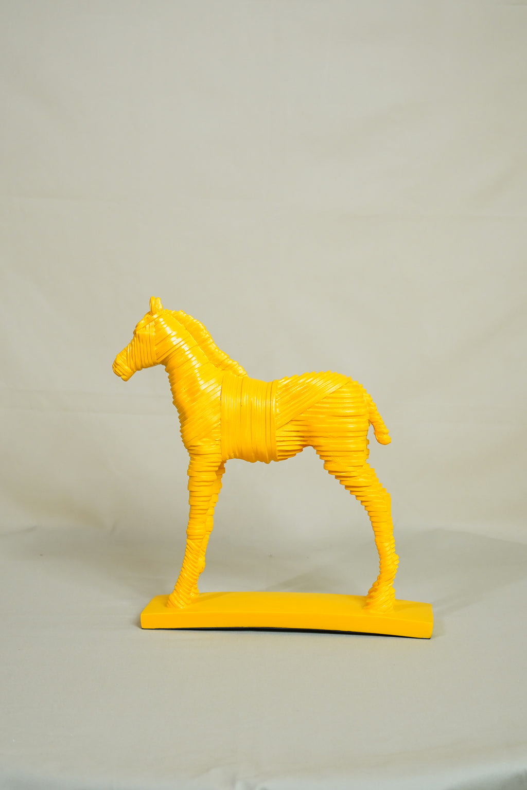 Regal Ribbed Horse Sculpture – Yellow