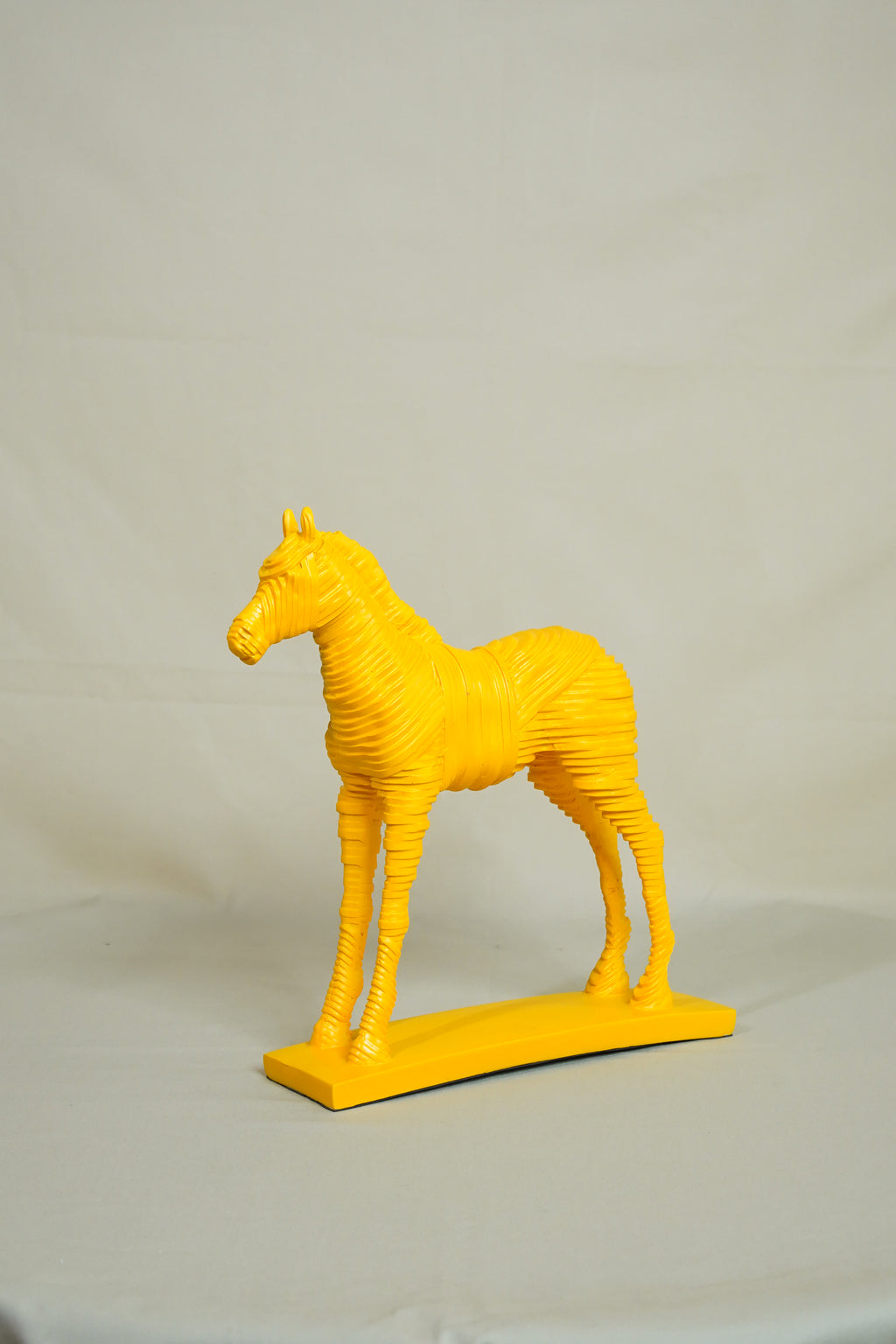 Regal Ribbed Horse Sculpture – Yellow