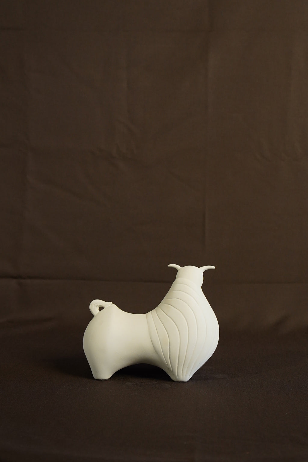 Nordic Minimalist White Bull Sculpture