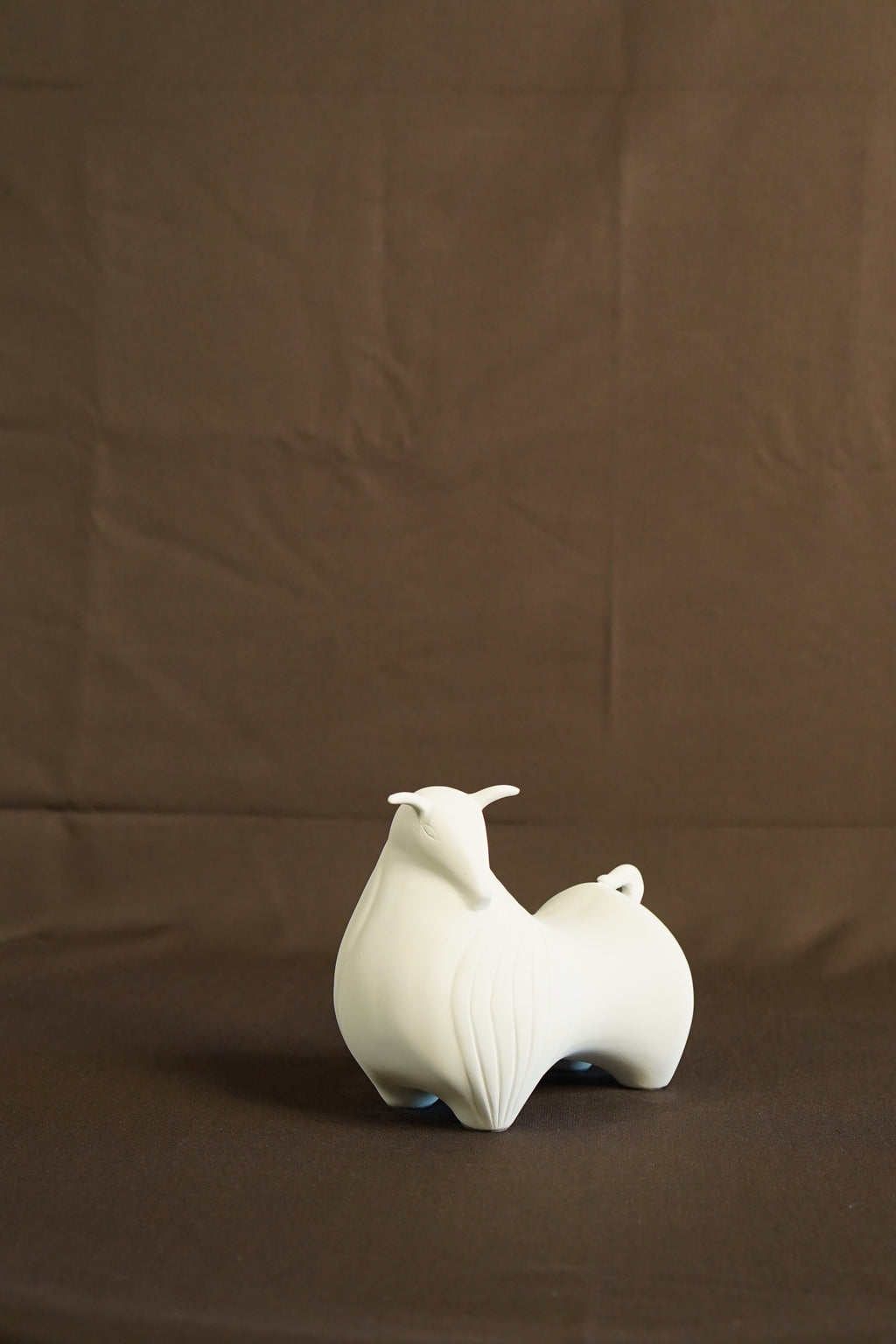 Nordic Minimalist White Bull Sculpture