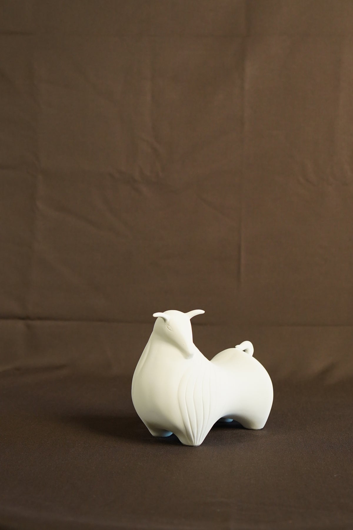 Nordic Minimalist White Bull Sculpture