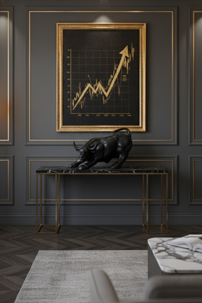 Abstract Art Black Charging Bull